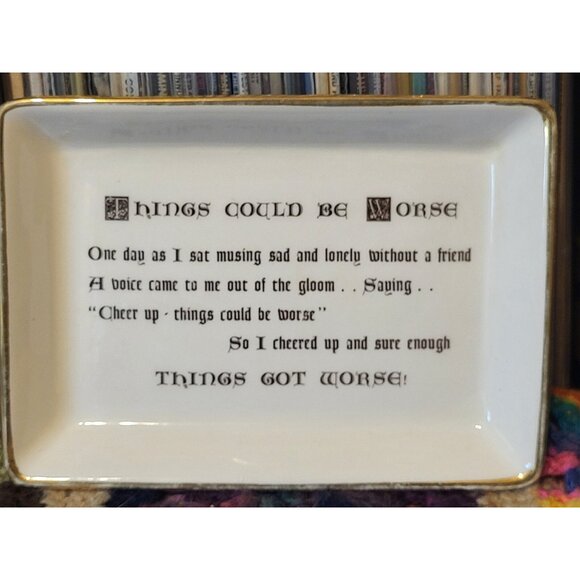 1957 Delano Studios "Things Could Be Worse" Funny Trinket Tray Catchall - Picture 3 of 7